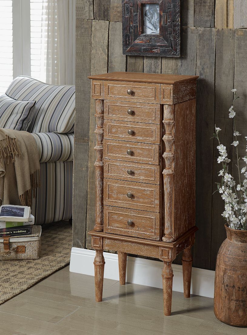 ACME Taline - Jewelry Armoire - Weathered Oak | Meri Furniture
