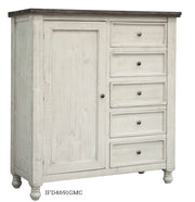 International Furniture Direct Stone - Chest With 5 Drawer / 1 Door - Antiqued Ivory / Weathered Gray | Meri Furniture