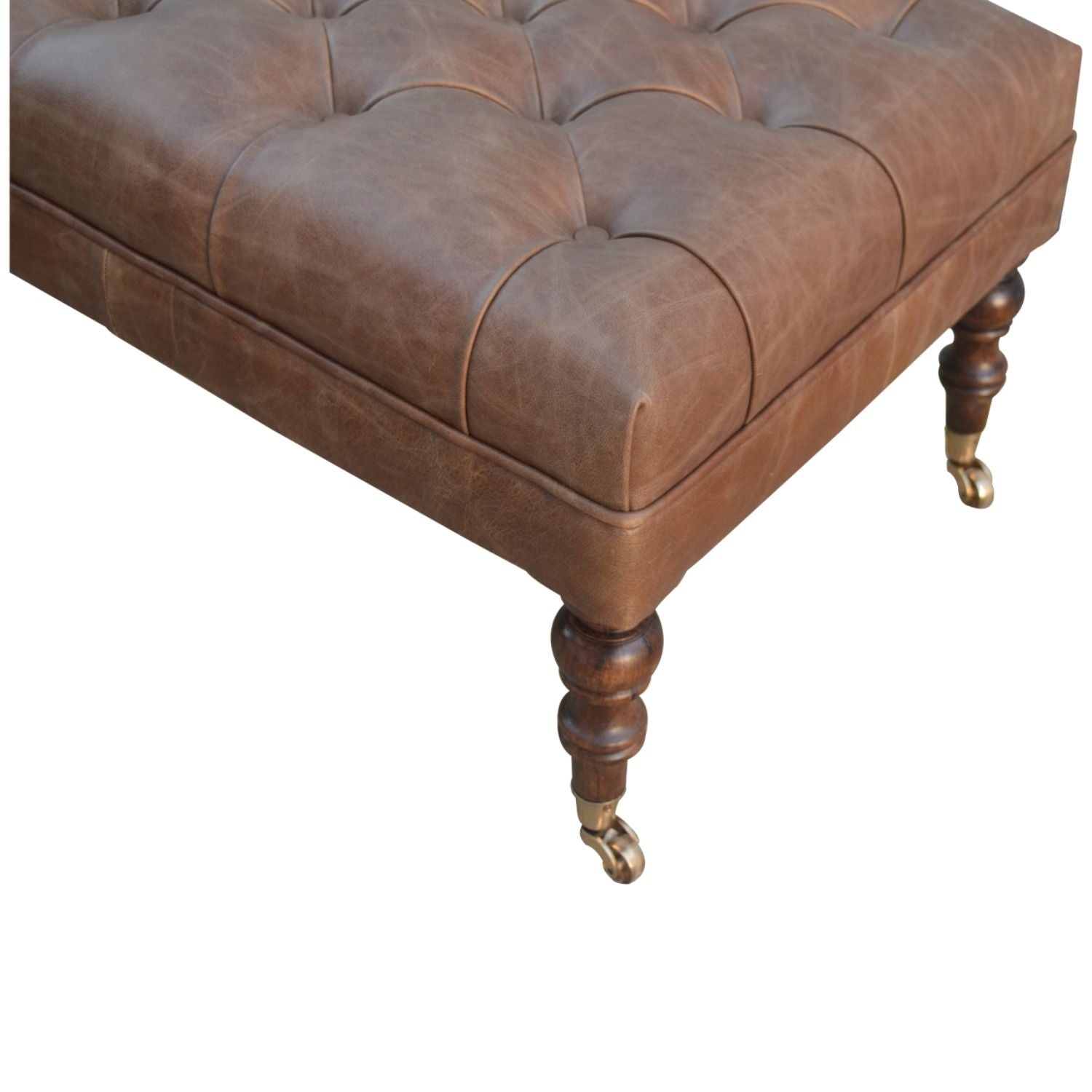 Buffalo - Leather Ottoman With Castor Legs