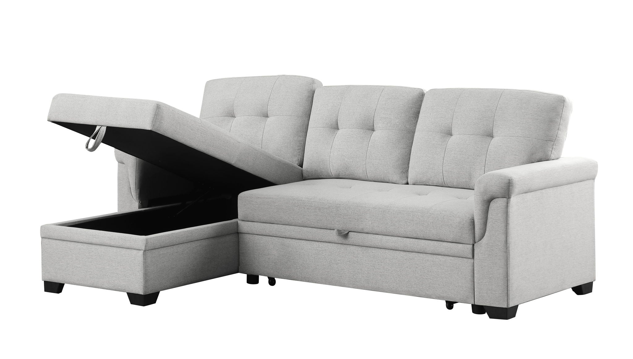 Sierra - Linen Reversible Sleeper Sectional Sofa With Storage Chaise