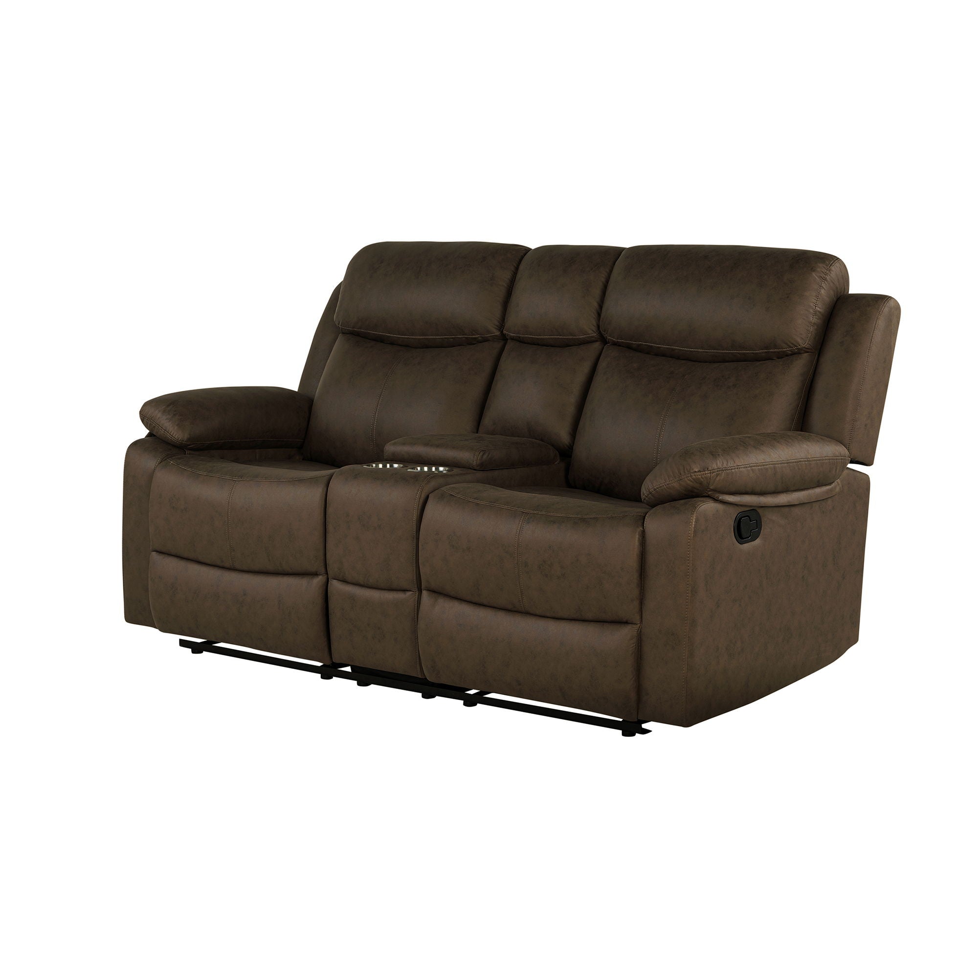Brenda - Console Reclining Loveseat With Manual Recline Function - Brown