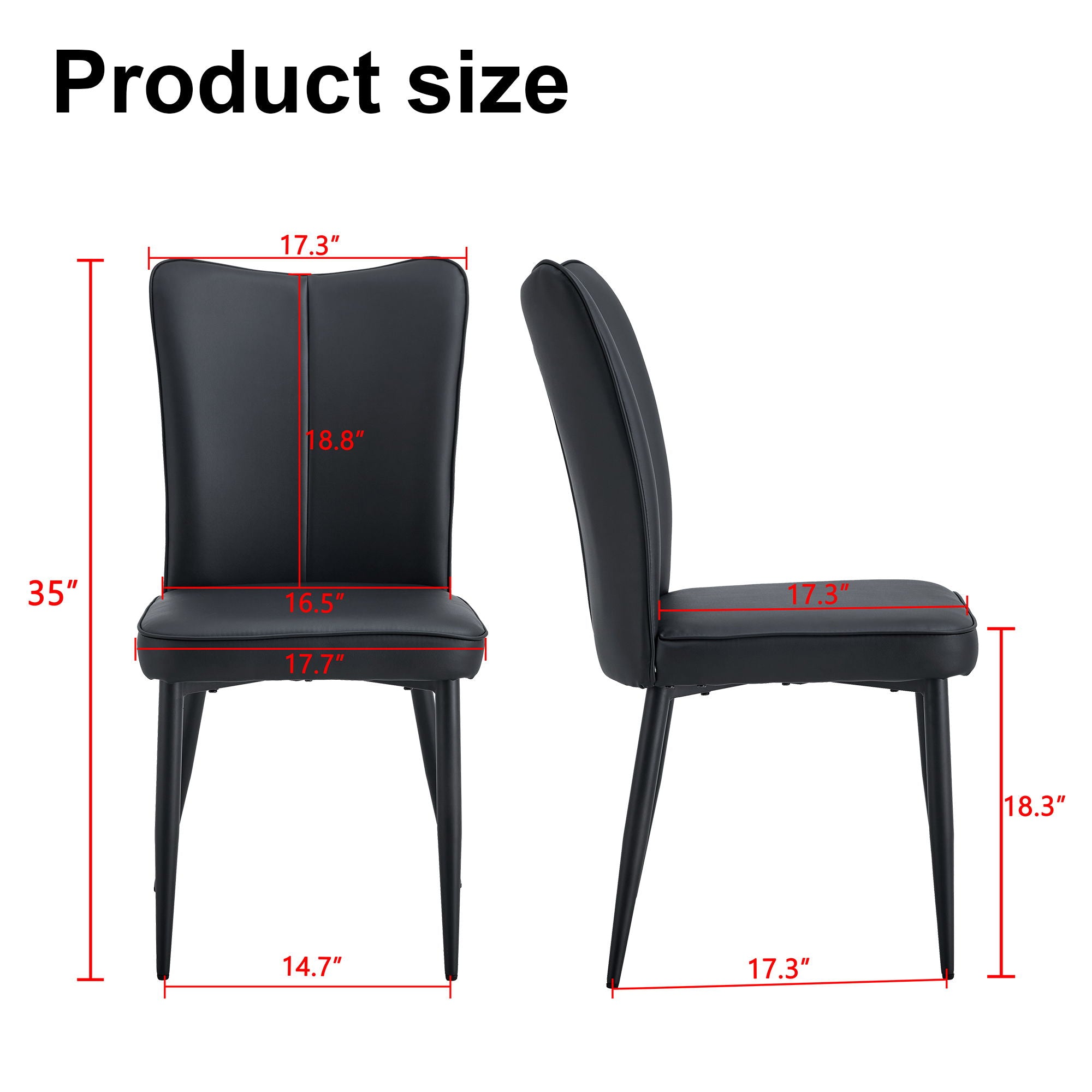 Modern Chair Set 4 Pieces With Vertical Backrest Design For Kitchen And Living Rooms - Black