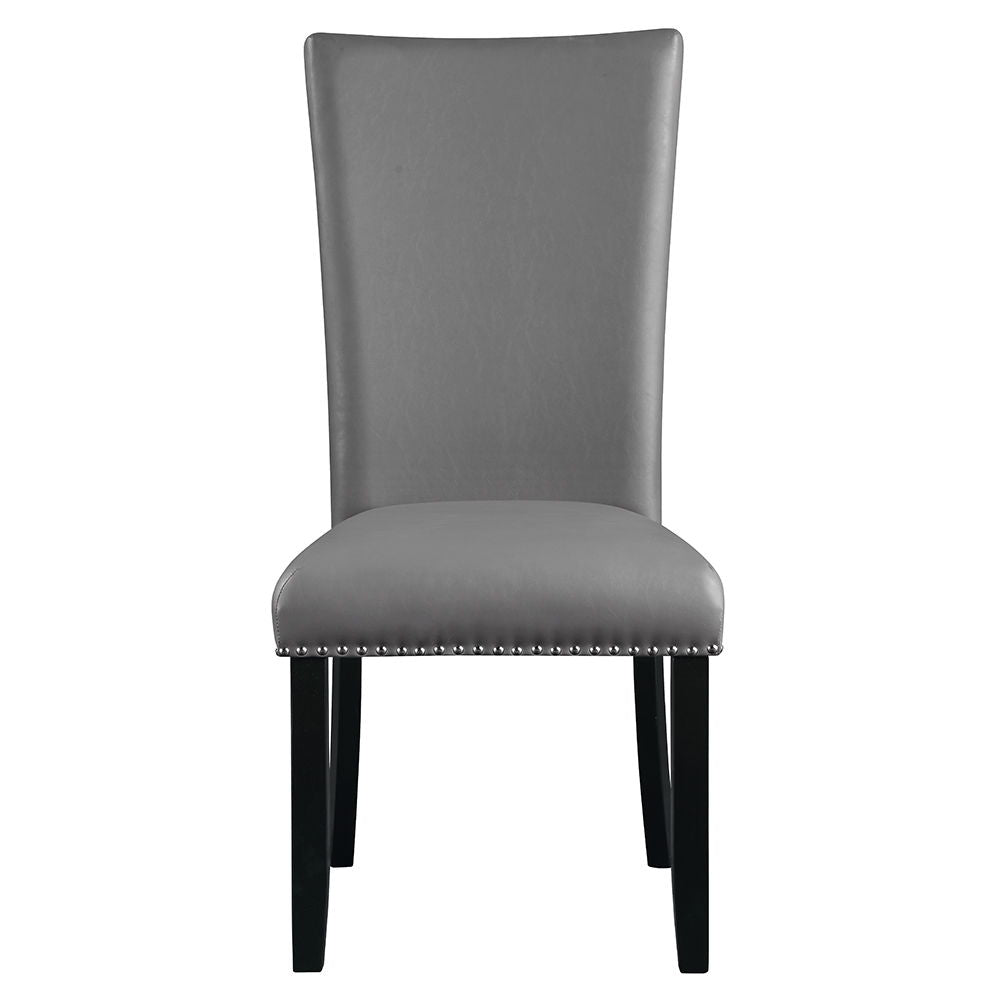 ACME Caralin - Side Chair (Set of 2) - Gray Synthetic Leather & Black Finish | Meri Furniture