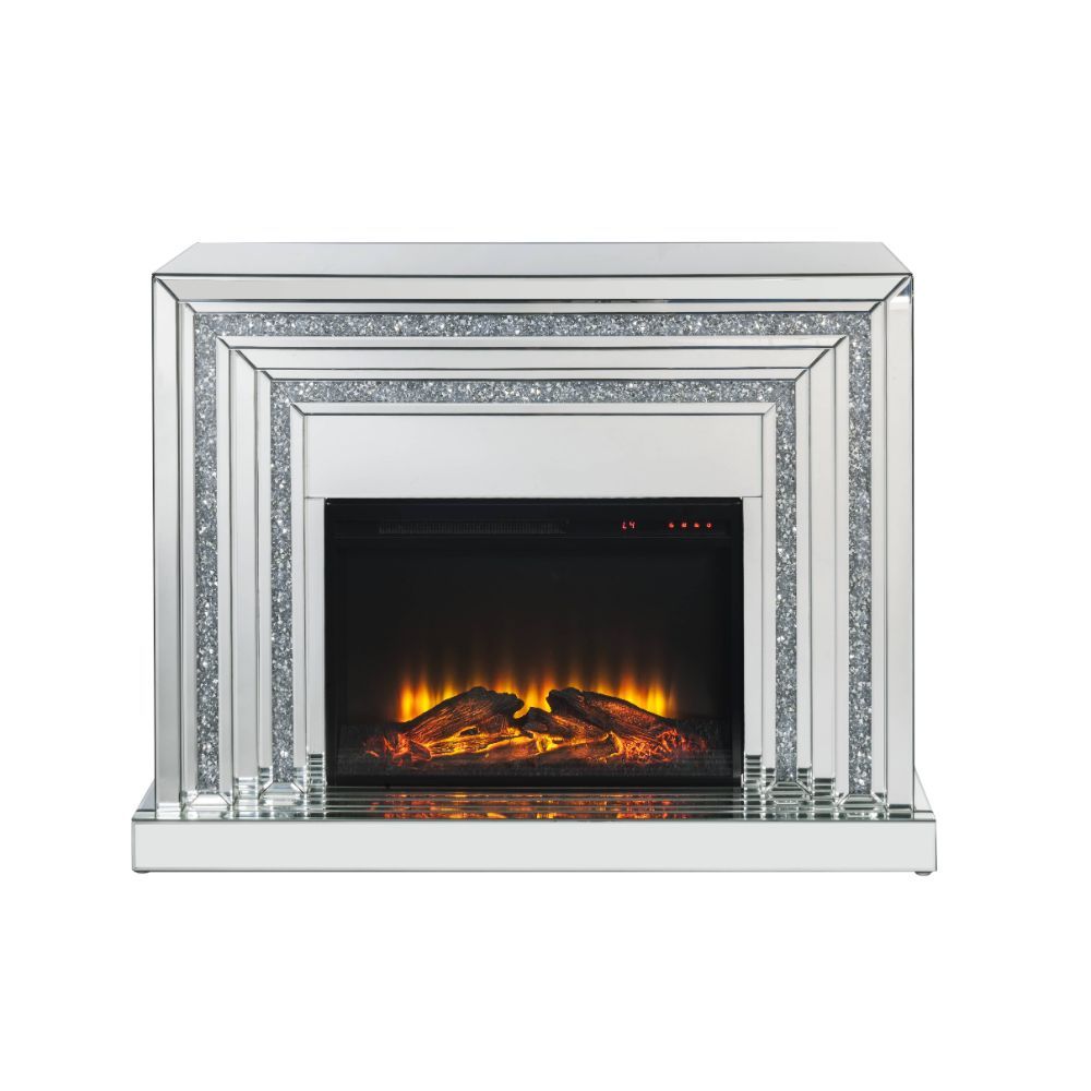 ACME Noralie - Fireplace - Mirrored - Wood - 35" | Meri Furniture
