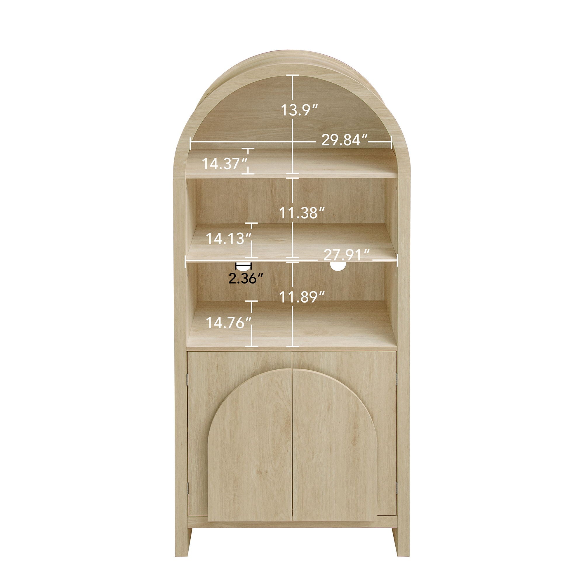 Arched Kitchen Pantry, Modern Farmhouse Wood Kitchen Storage Cabinets, Arched Storage Display Cabinet With Adjustable Shelves, Versatile Cupboard For Kitchen, Dining Room - Natural
