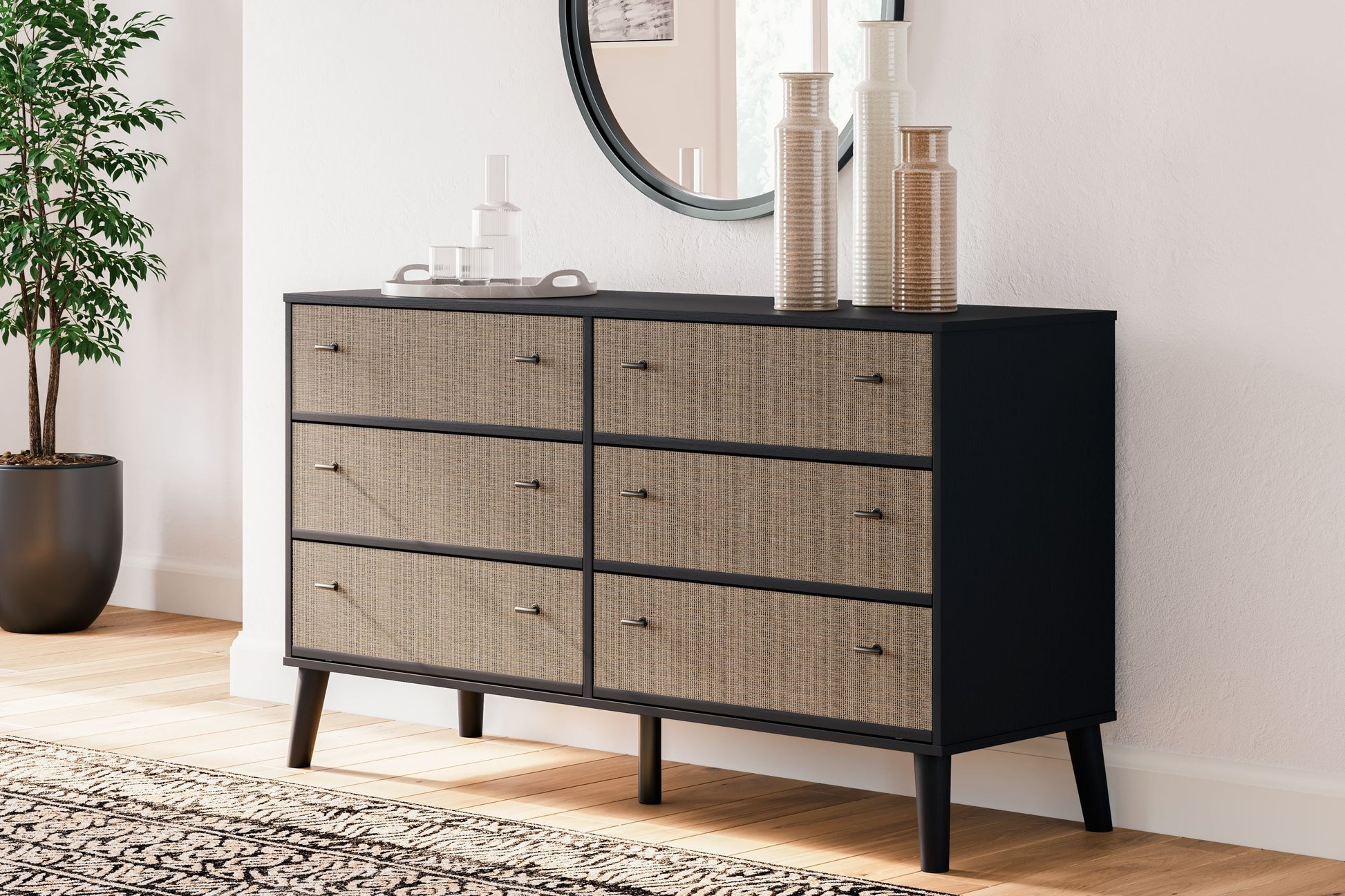 Signature Design by Ashley® Charlang - Black / Gray - Six Drawer Dresser | Meri Furniture