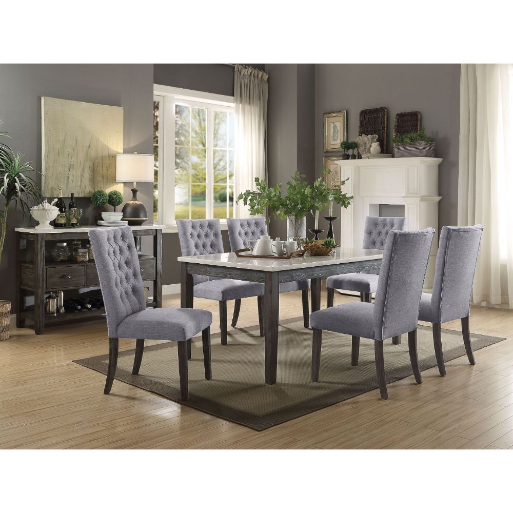 ACME Merel - Dining Table - White Marble & Gray Oak | Meri Furniture