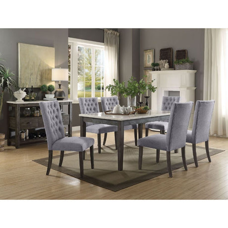 ACME Merel - Dining Table - White Marble & Gray Oak | Meri Furniture