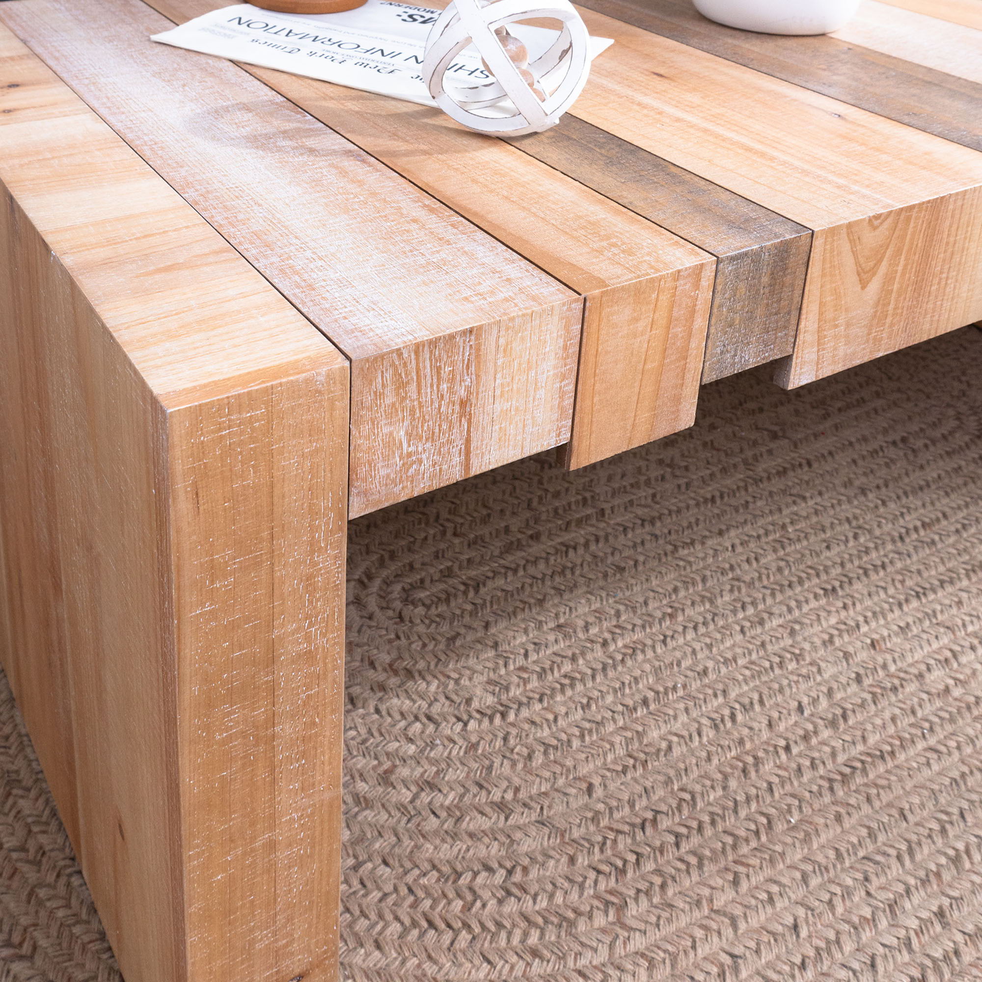 Modern Rustic Table With Sculpted Block Design