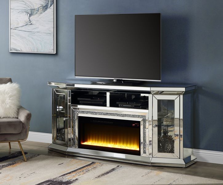 ACME Noralie - TV Stand - Mirrored - 32" | Meri Furniture