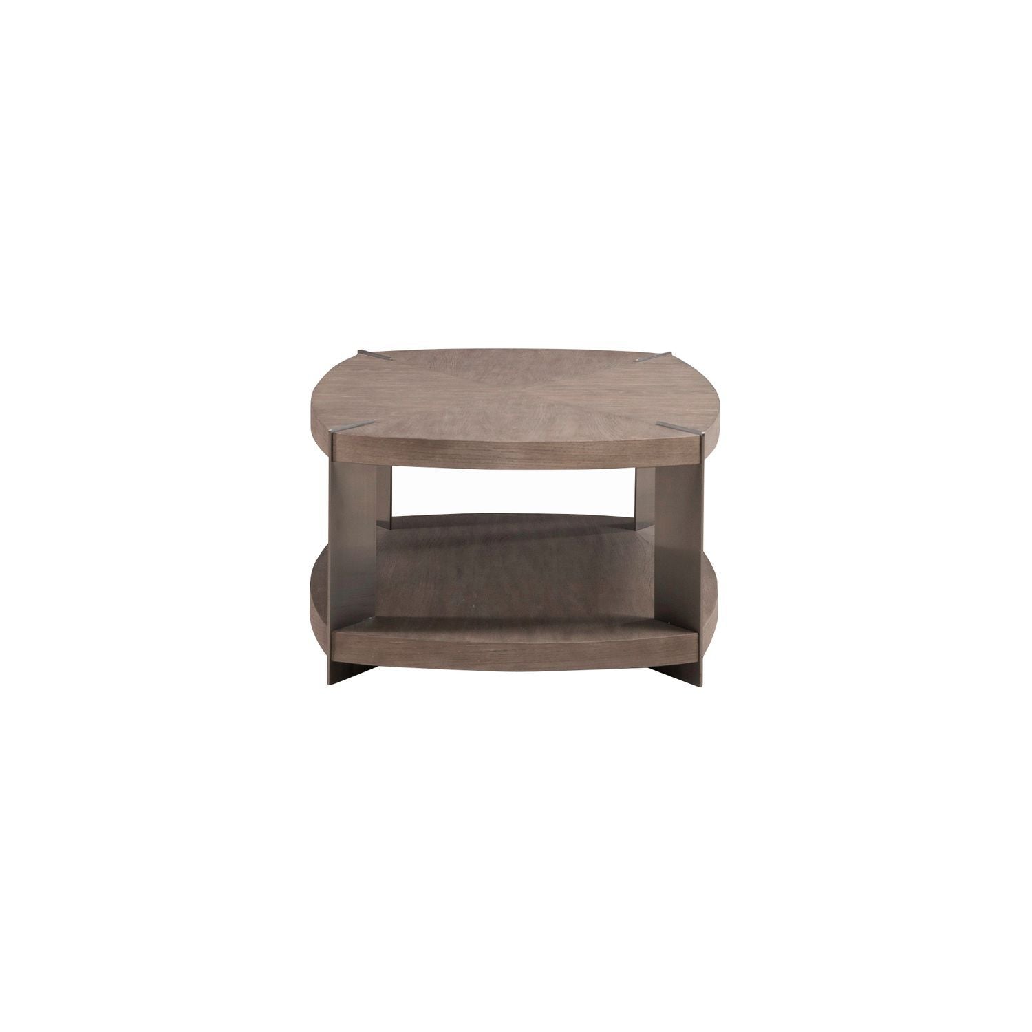 Harlow - Oval Cocktail Table - Sandstone & Satin Nickel
