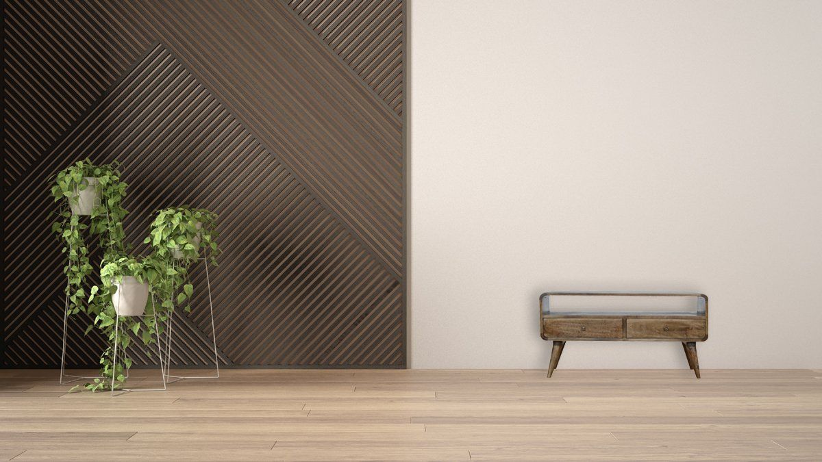 Solid Wood Curved Media Unit