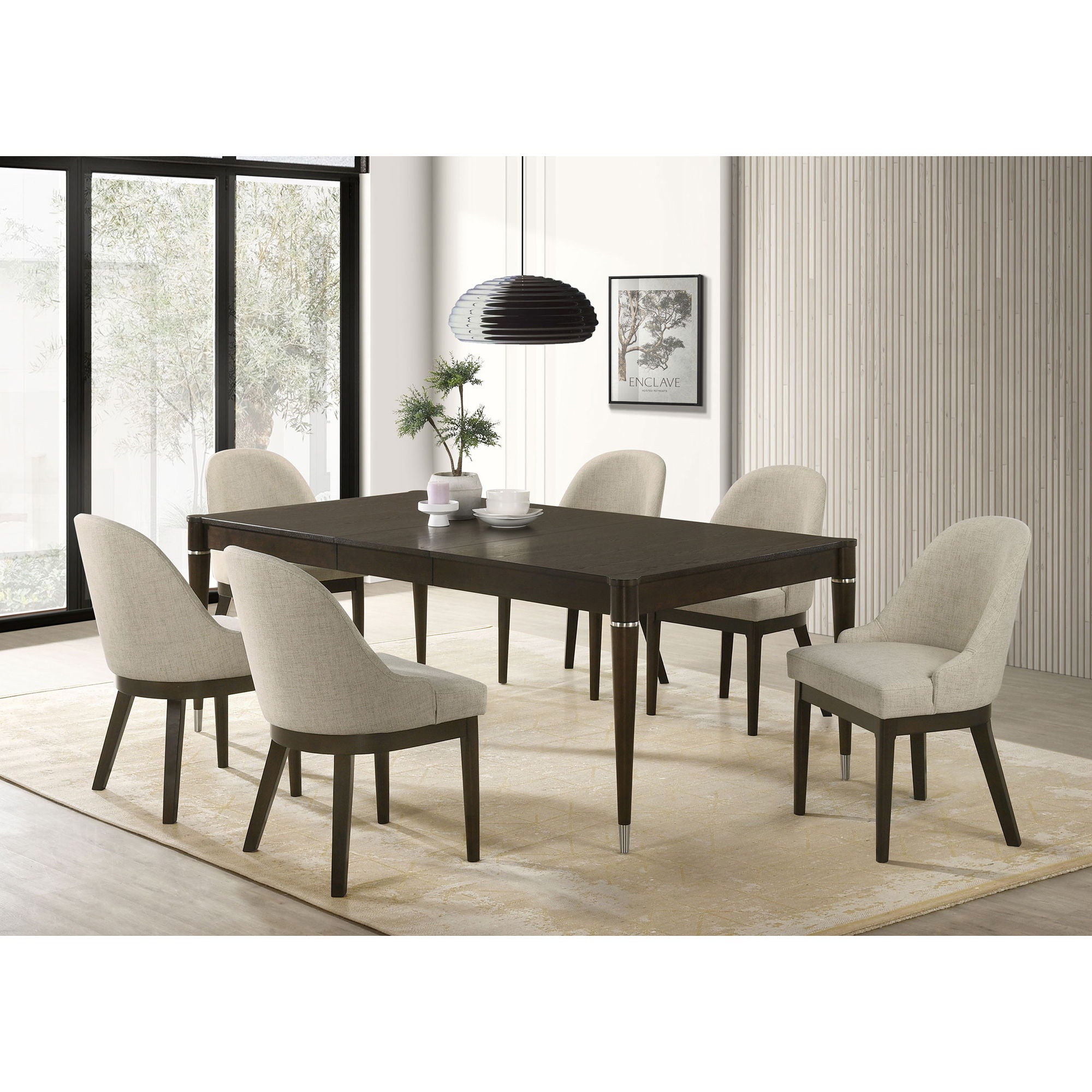 Blakely - 7 Piece Rectangular Dining Set With Extendable Table Upholstered Chairs - Ash Brown