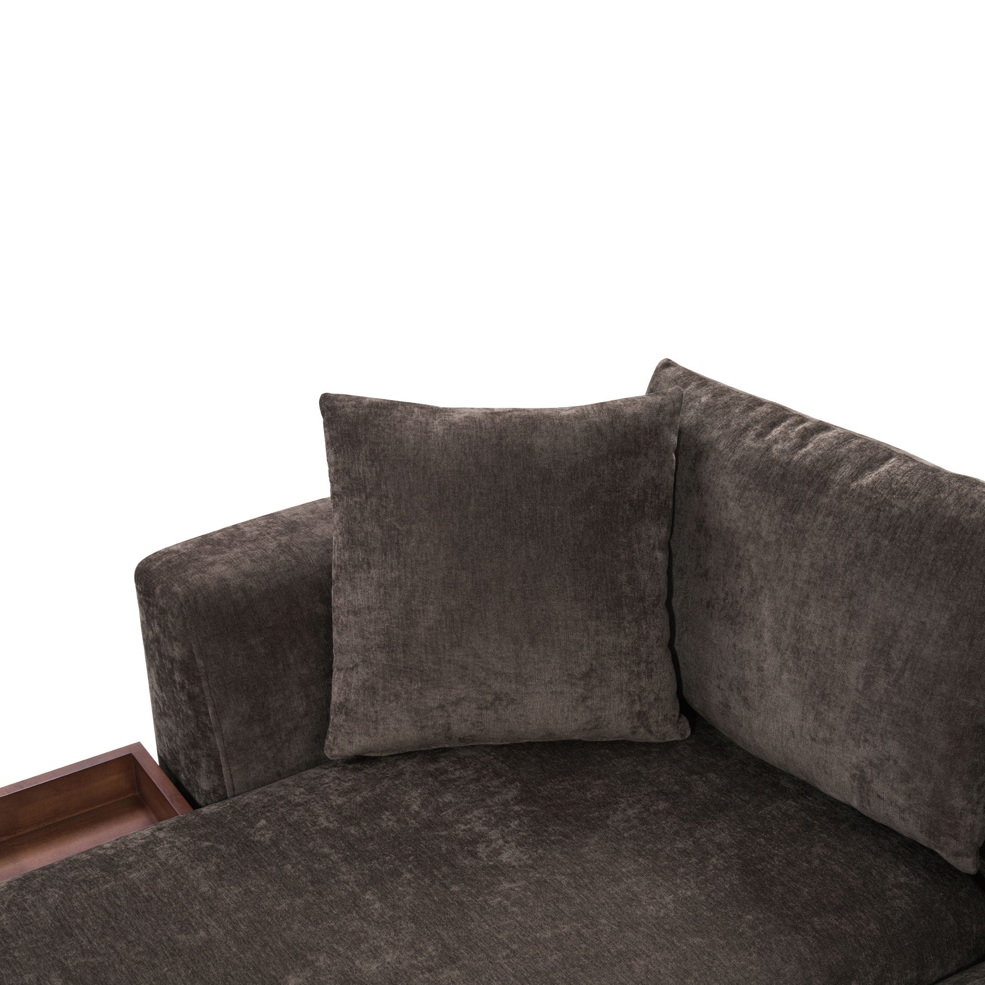 Modern L Shaped Sectional Sofa With Chenille Upholstery And Wooden Storage