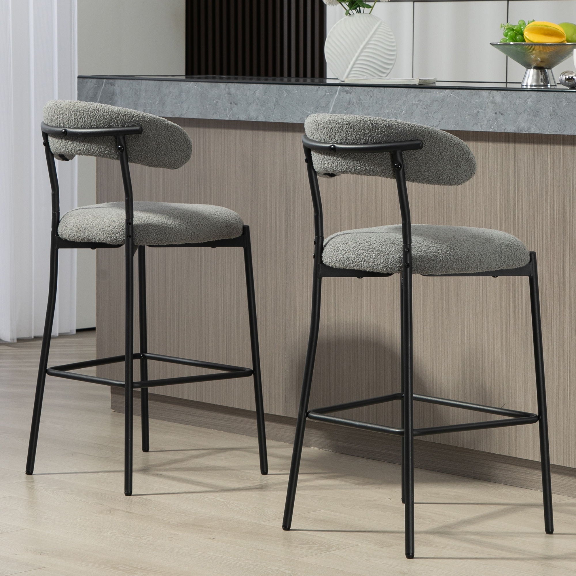 Counter Height Bar Stools With Powder Coating Base And Footrest