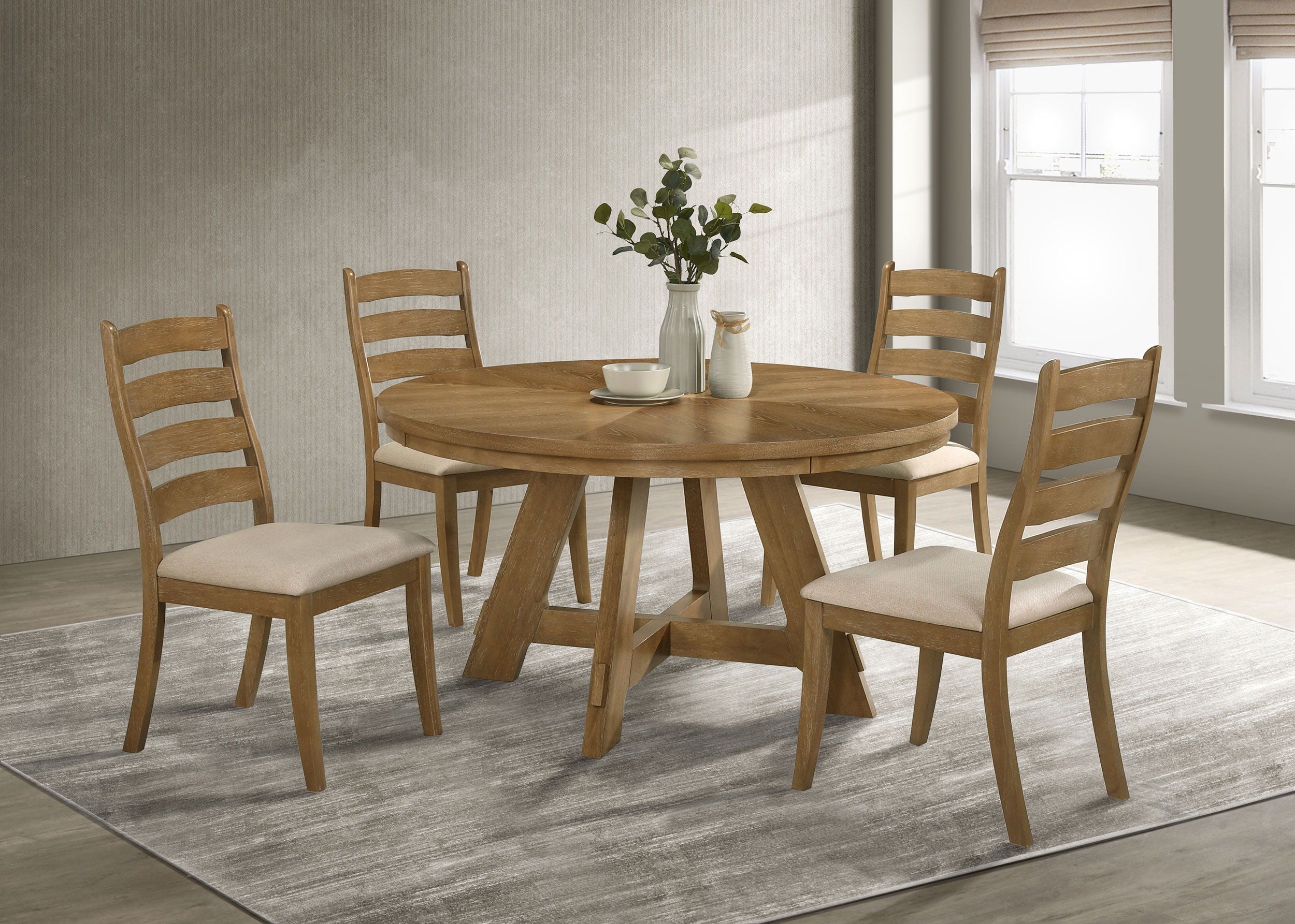 Coaster Fine Furniture Danvers - 5 Piece Dining Table Set - Brown Oak And Beige | Meri Furniture