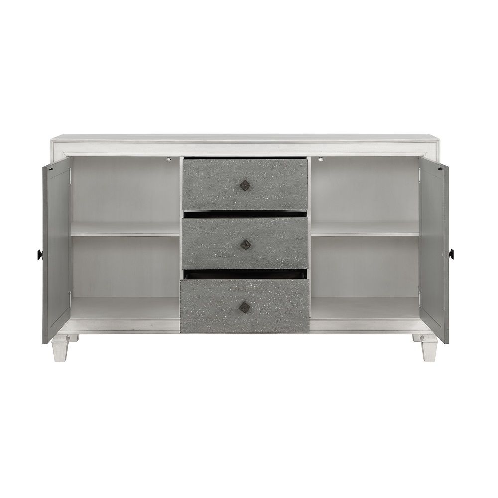 ACME Katia - Server - Rustic Gray & Weathered White | Meri Furniture