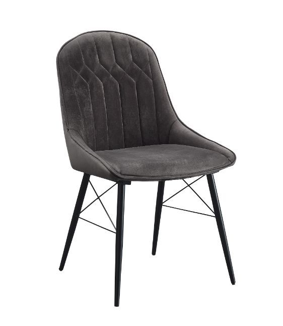 ACME Abraham - Side Chair (Set of 2) - Gray Fabric & Black Finish | Meri Furniture