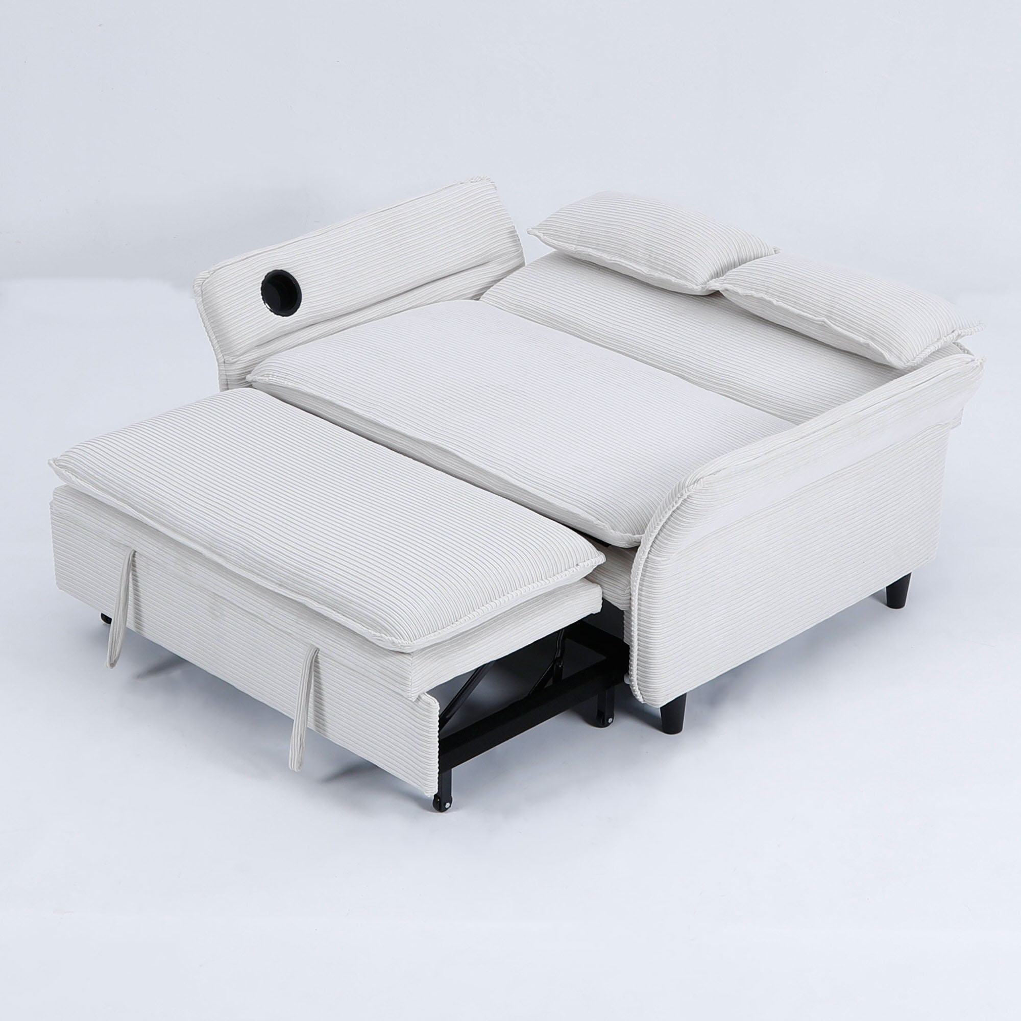 Modern Fabric Multi-Functional Sofa Bed With Adjustable Armrests And Backrests