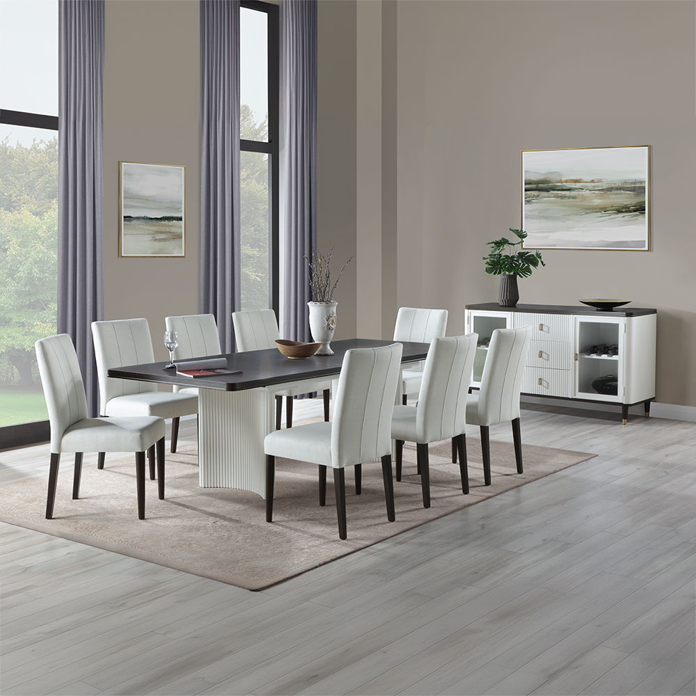 Carena - Dining Table With Leaf - White & Brown