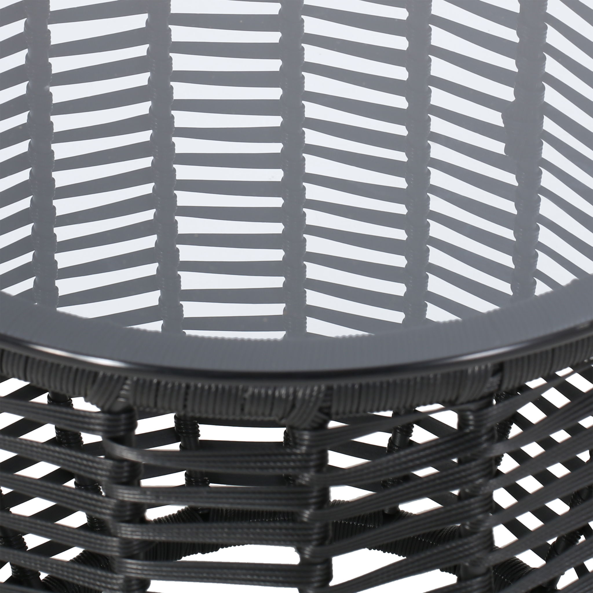 Boho Arias - Side Table With Tempered Glass Top And Rattan Wrap