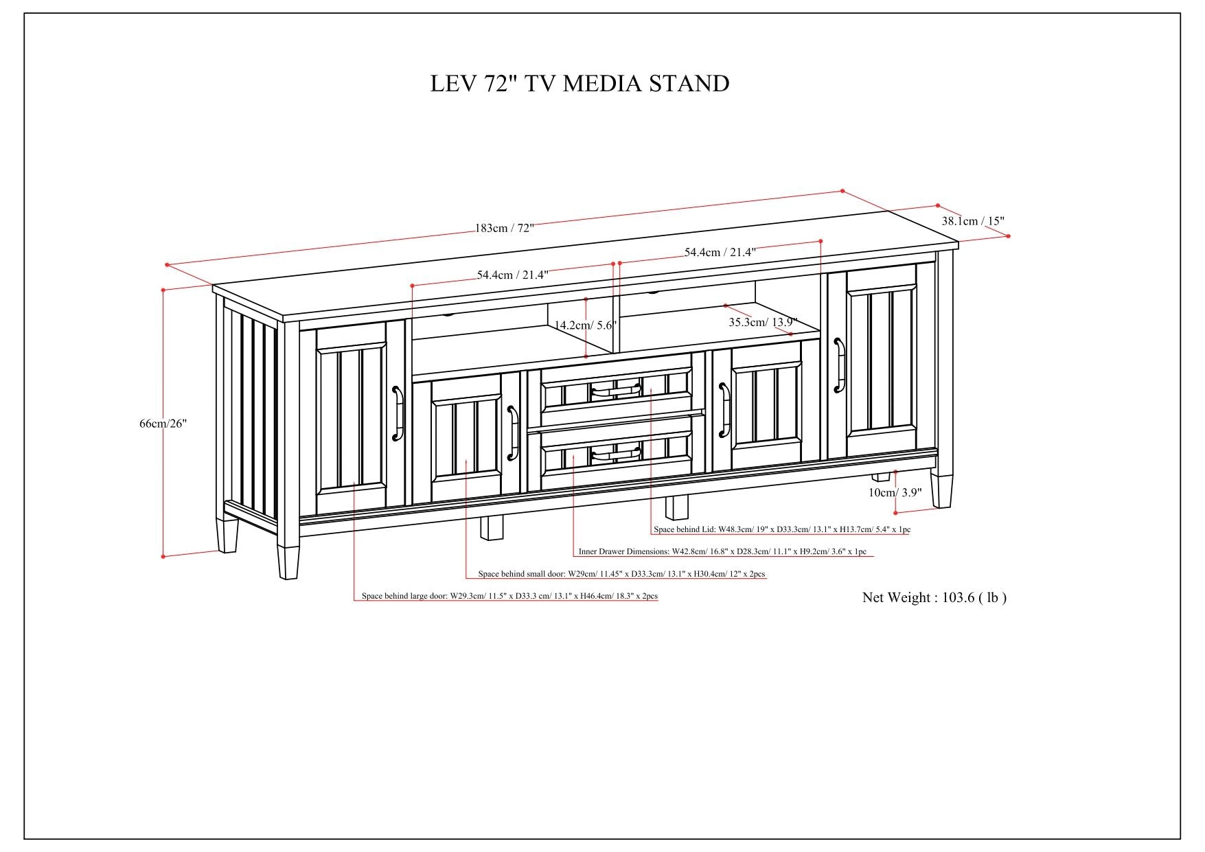 Lev - Handcrafted TV Media Stand - Smoky Brown