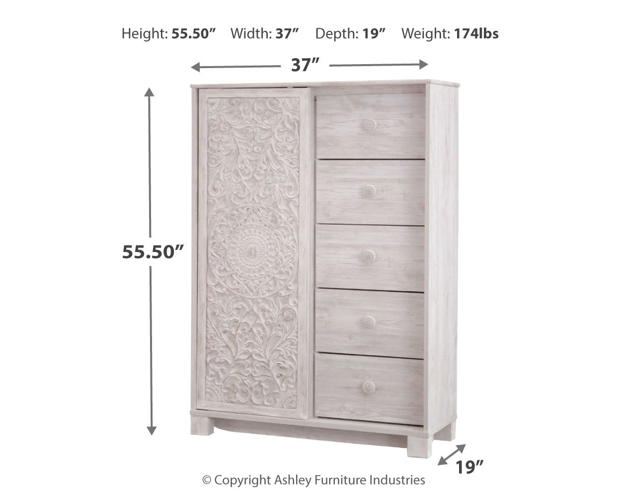 Ashley Furniture Paxberry - Whitewash - Dressing Chest | Meri Furniture