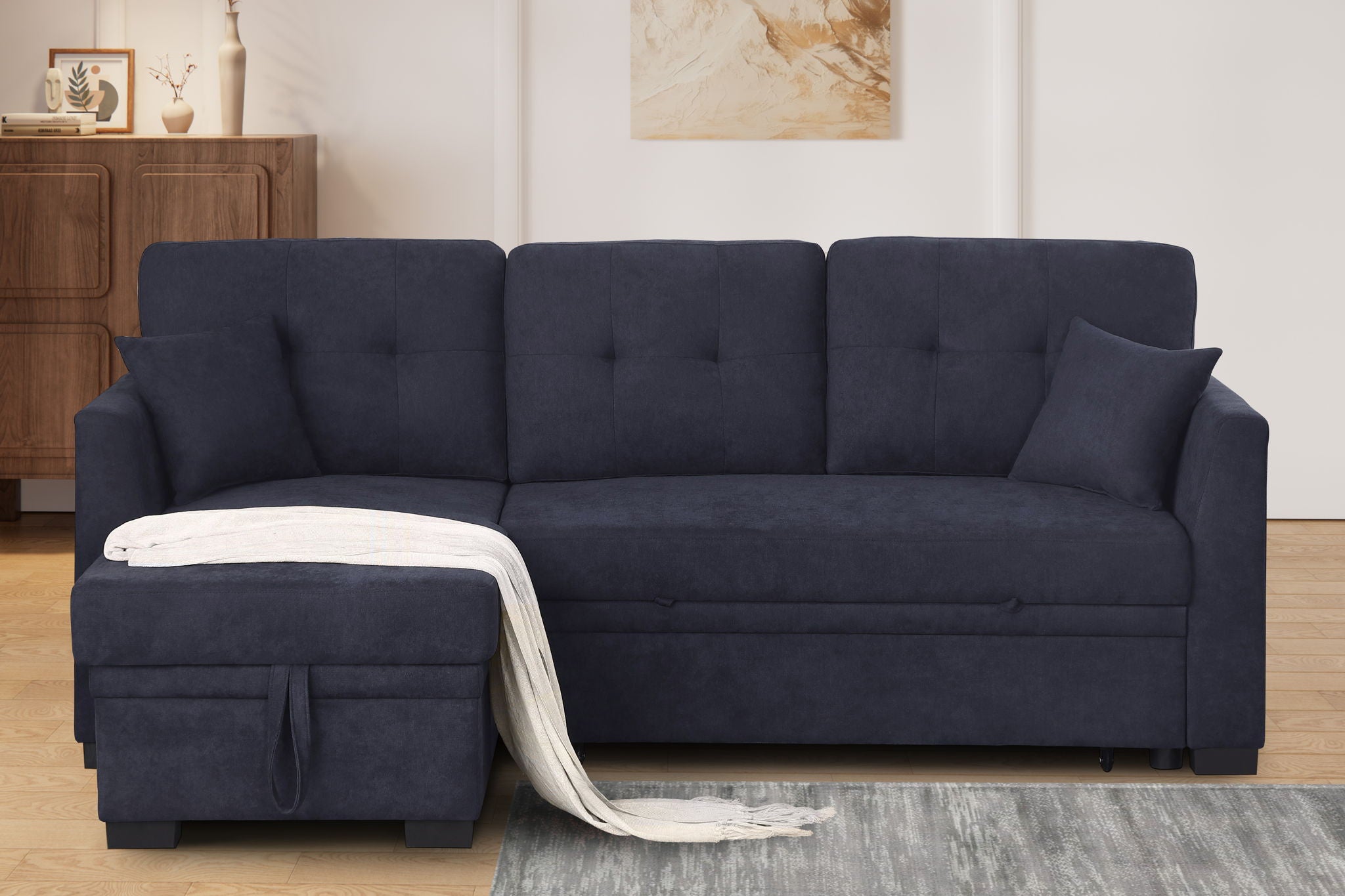 Sectional Sofa Bed - Dark Blue