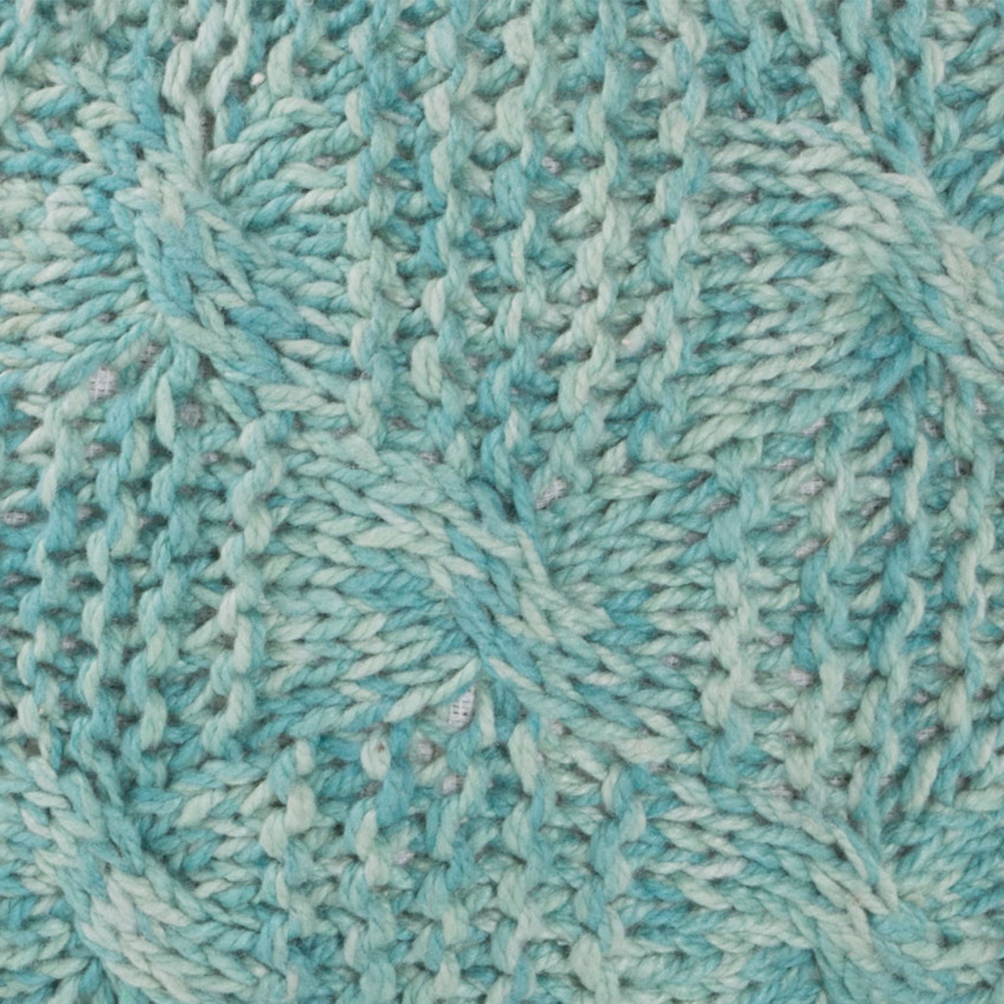 Deon - Knitted Pet Yarn Round Pouf With Classic Cable Knit Design - Aqua