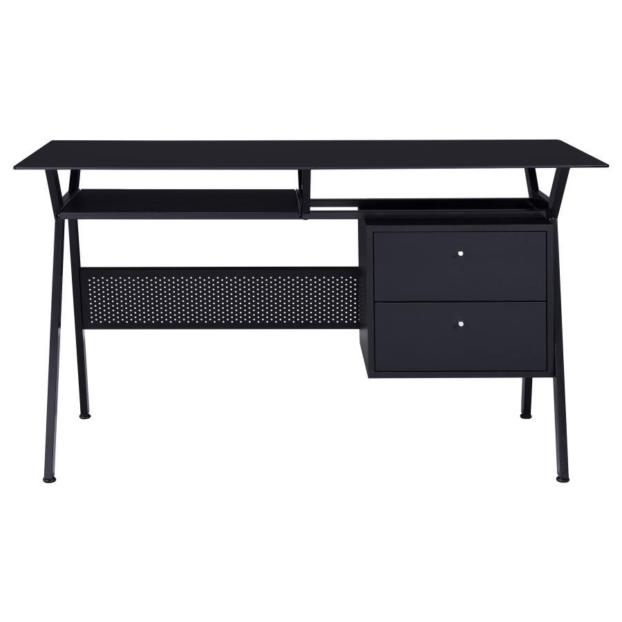 Coaster Fine Furniture Weaving - 2-Drawer Computer Desk Keyboard Tray - Black | Meri Furniture