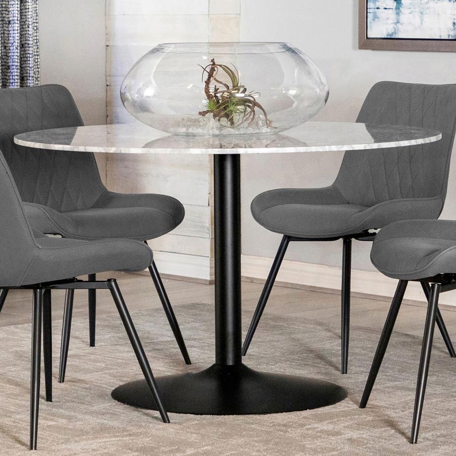 Coaster Fine Furniture Bartole - Round Italian Marble Top Dining Table - White | Meri Furniture