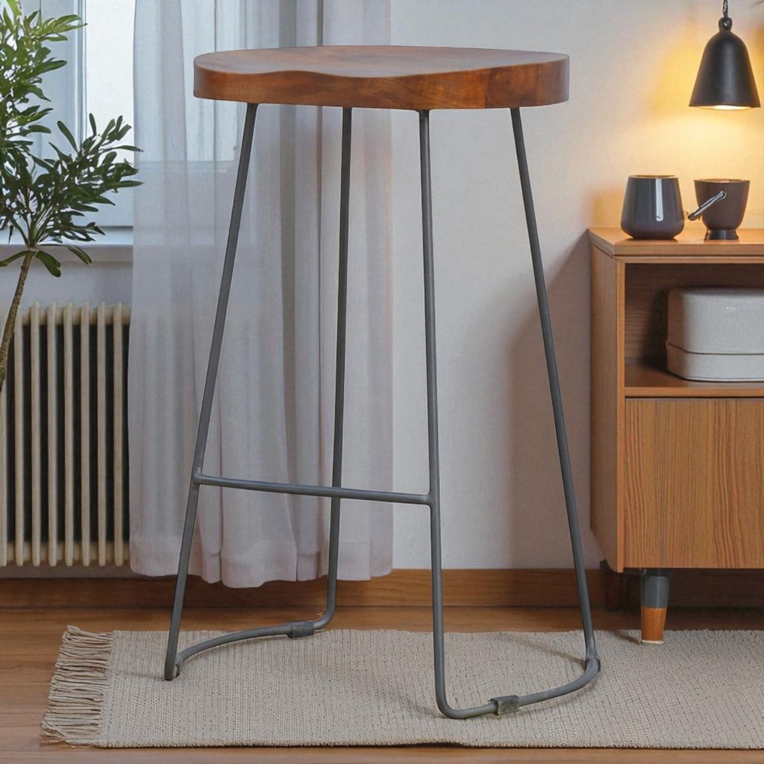 Industrial Chunky Bar Stool - Chestnut