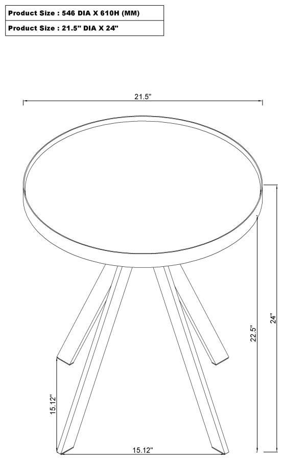 Briggs - Round Marble Printed Glass Top End Side Table