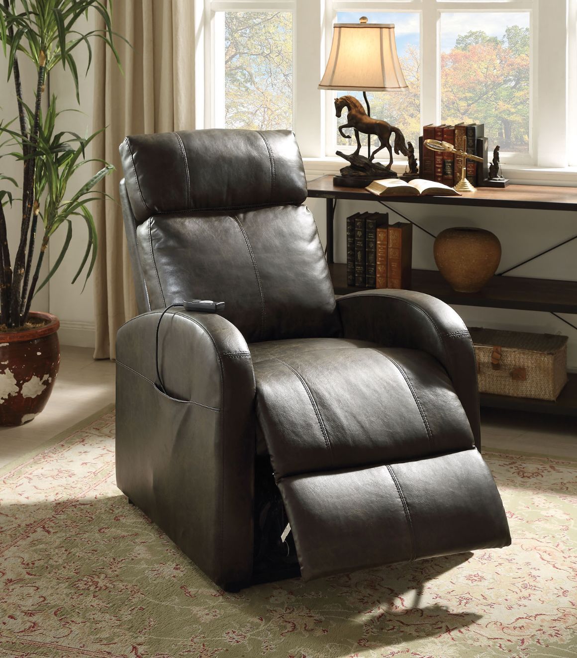ACME The Ricardo lift recliner is a wonderful addition to your home. It is easy to operate and features a smooth lift and recline. The side pocket holds the two-button wired controller in place so you'll never lose track of it. | Meri Furniture