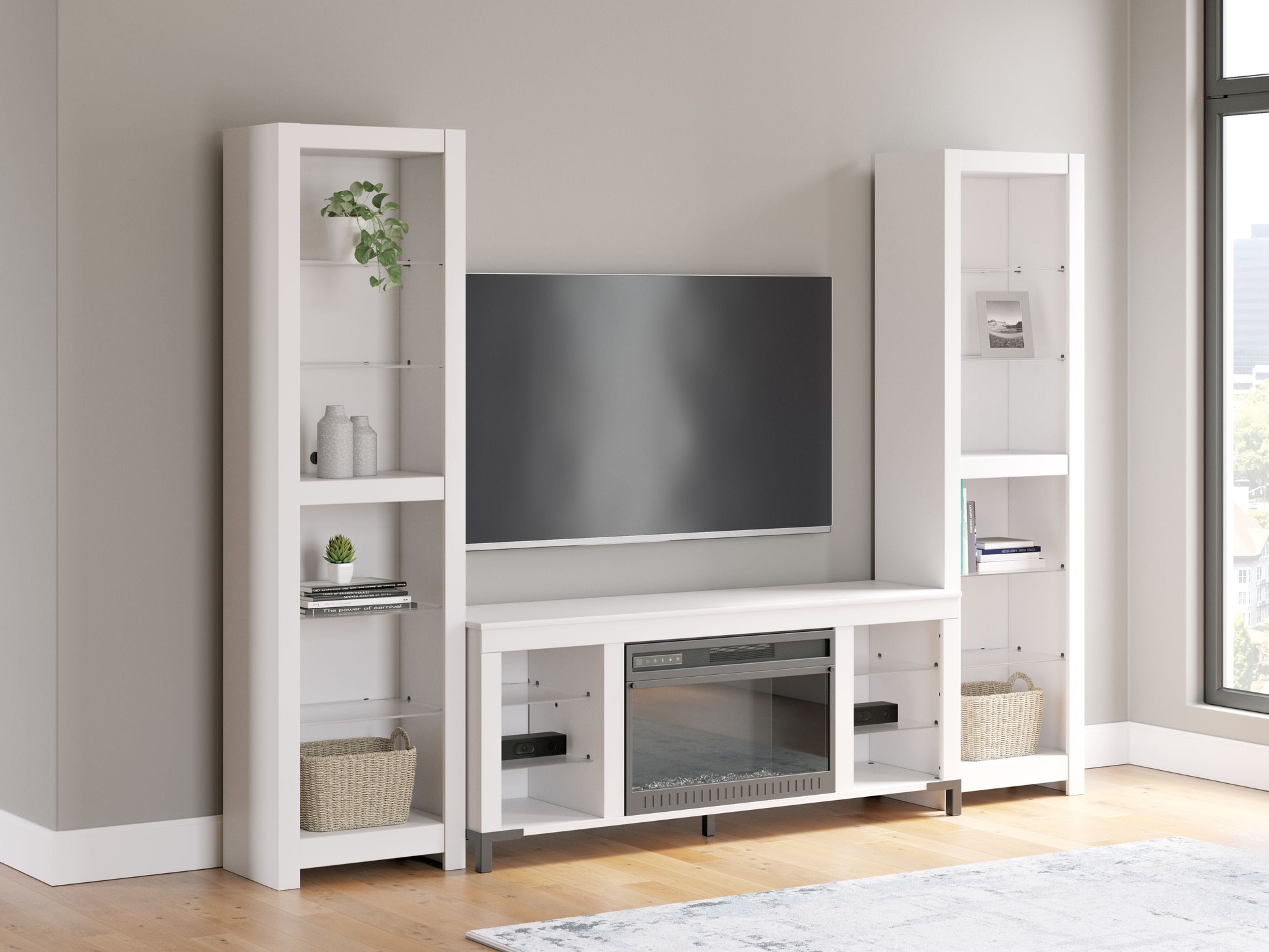 Signature Design by Ashley® Brollevi - White - 3-Piece Entertainment Center | Meri Furniture