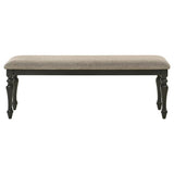 Bridget - Fabric Upholstered Dining Bench - Stone And Charcoal