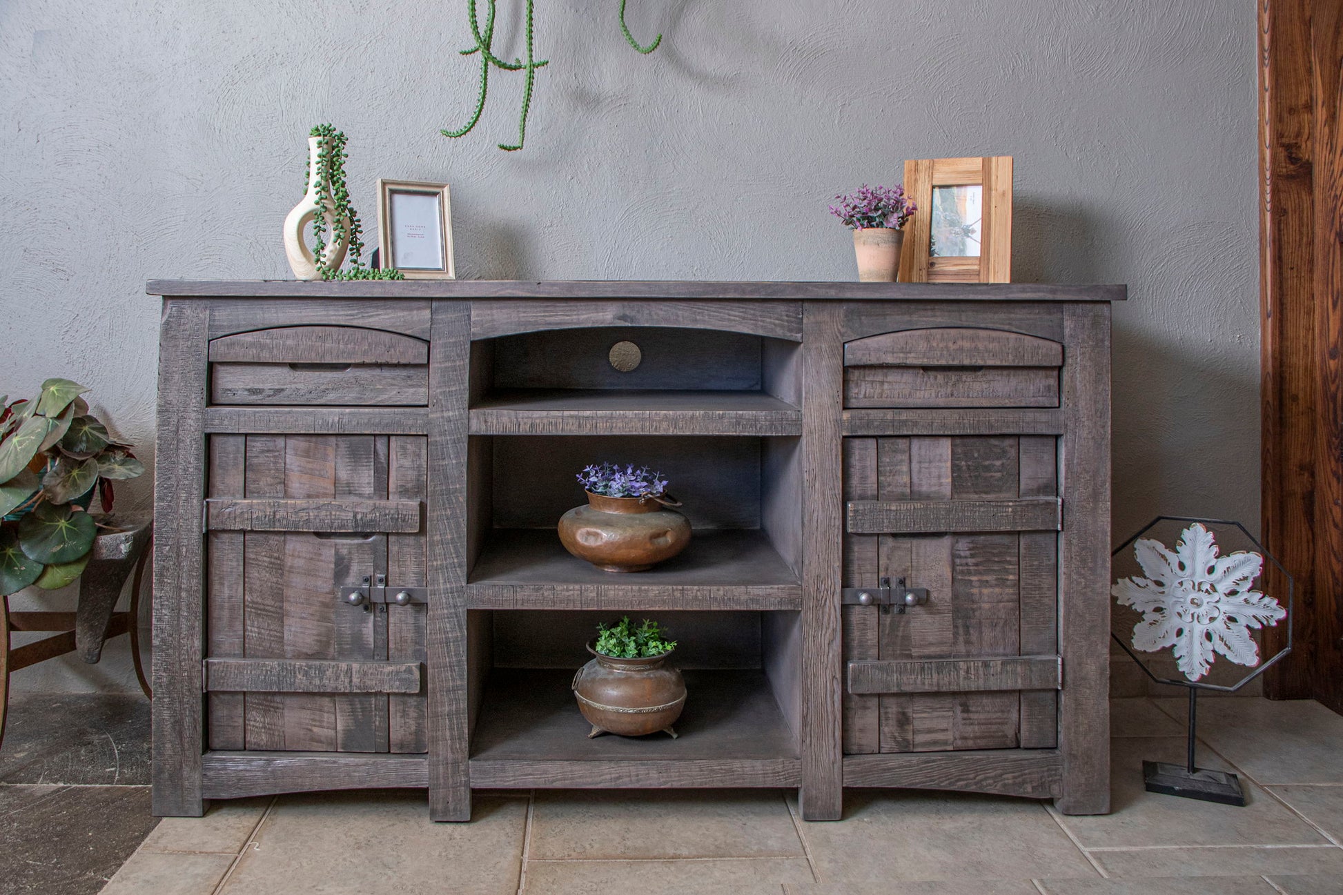 International Furniture Direct San Antonio - 60" TV Stand / Console - Dark Gray | Meri Furniture