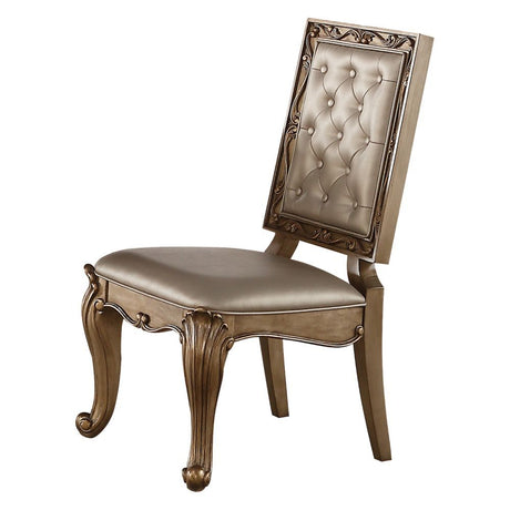 ACME Orianne - Side Chair (Set of 2) - Champagne PU & Antique Gold | Meri Furniture