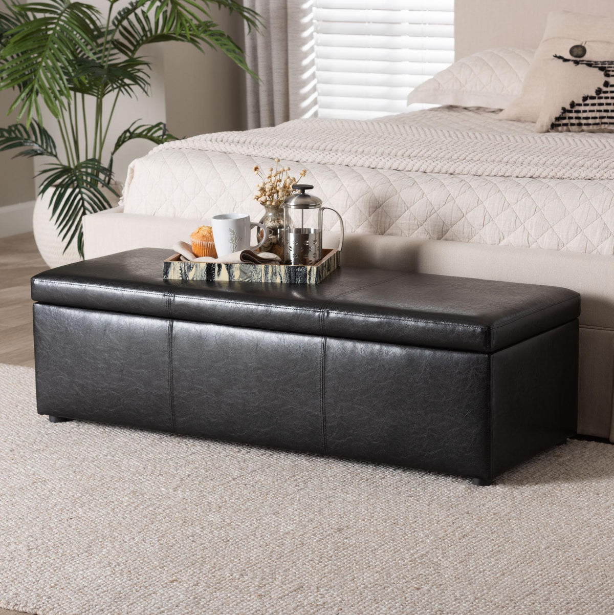 Dennehy Black Brown Modern Ottoman