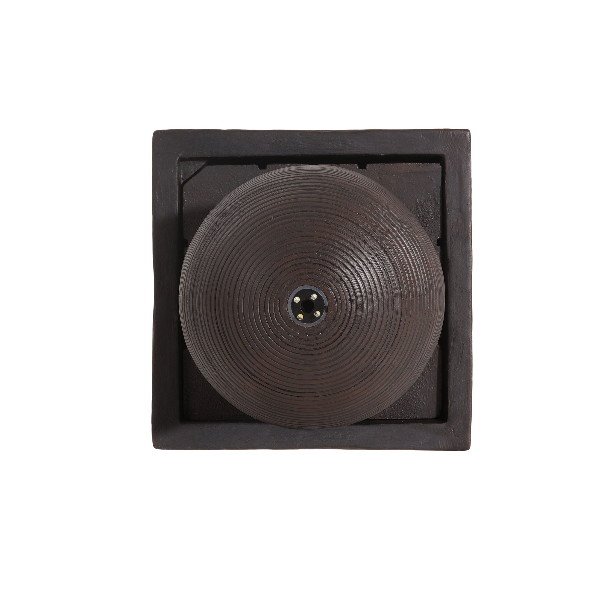 35.5" Tall Column Fountain With LED Lights, Retro Outdoor Decor, Weather Resistant Feature - Dark Brown