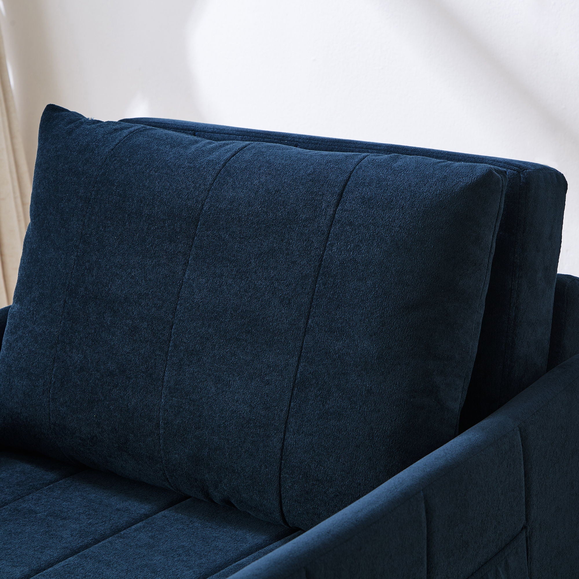 Upholstered Convertible Sleeper Sofa With 5 Position Backrest, Side Pockets, Storage