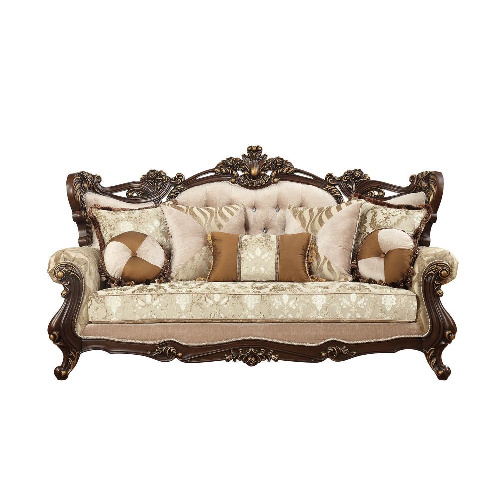 Shalisa - Sofa With 7 Pillows Same Lv01585) - Fabric & Walnut