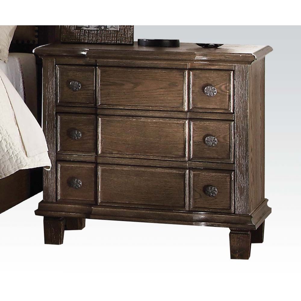 ACME Baudouin - Nightstand - Weathered Oak | Meri Furniture
