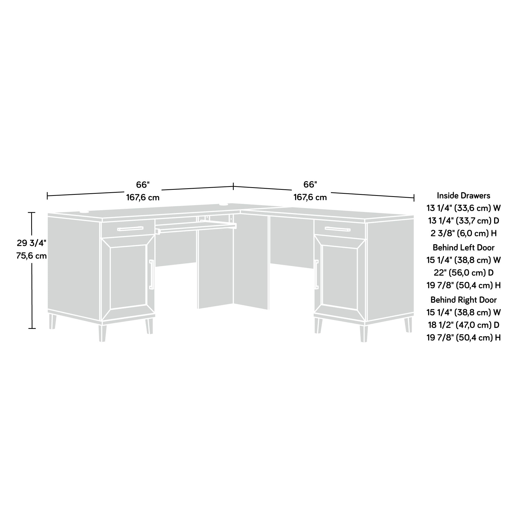 L-Shaped Desk with Drawers in Raven Oak