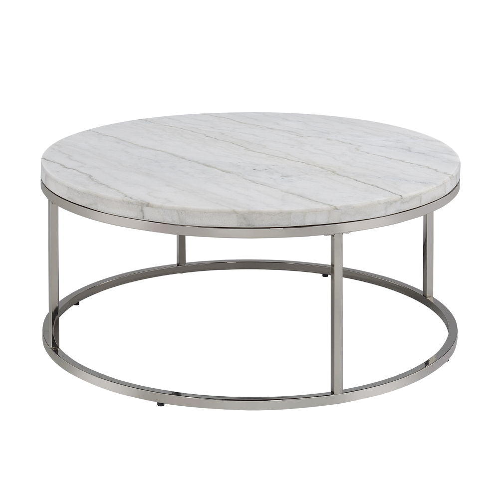 ACME Zaidee - Coffee Table With Marble - Nickel | Meri Furniture