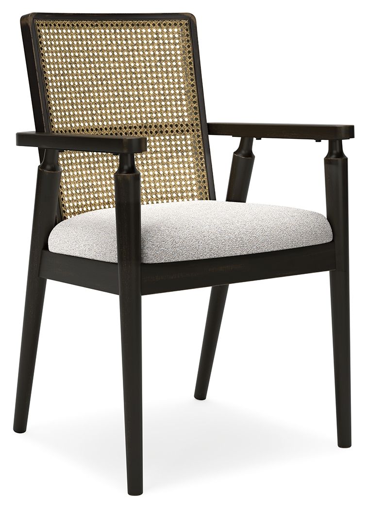 Signature Design by Ashley® Galliden - Black - Dining Upholstered Arm Chair (Set of 2) | Meri Furniture