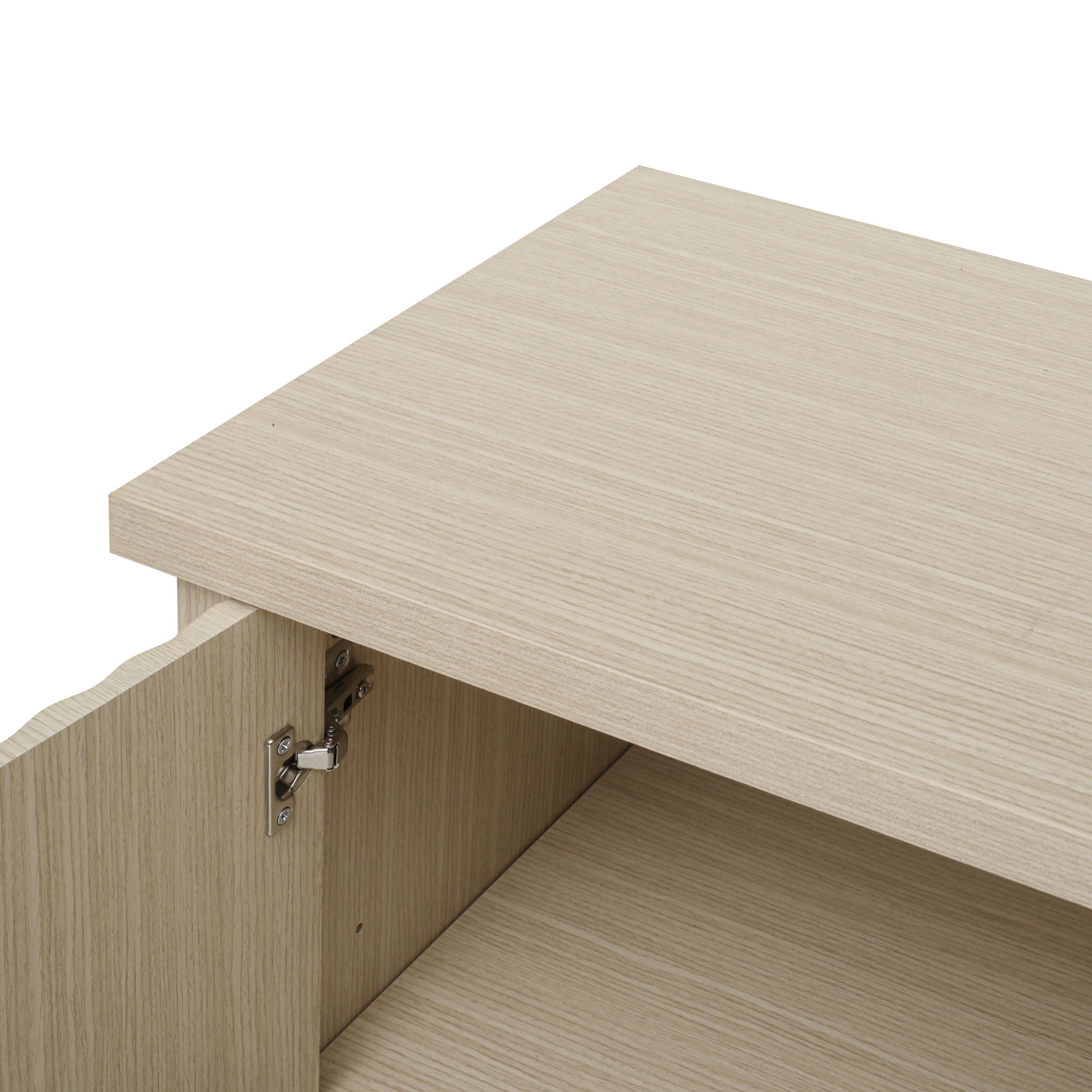 4 Door Sideboard, Carved Sideboard Buffet Cabinet With Storage, Modern Coffee Bar Cabinet With Adjustable Shelf For Living Room, Dining Room, Kitchen - Natural