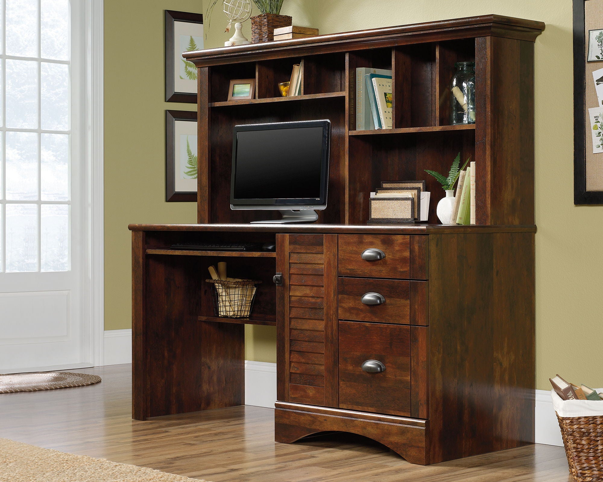 Computer Desk With Hutch Curado Cherry