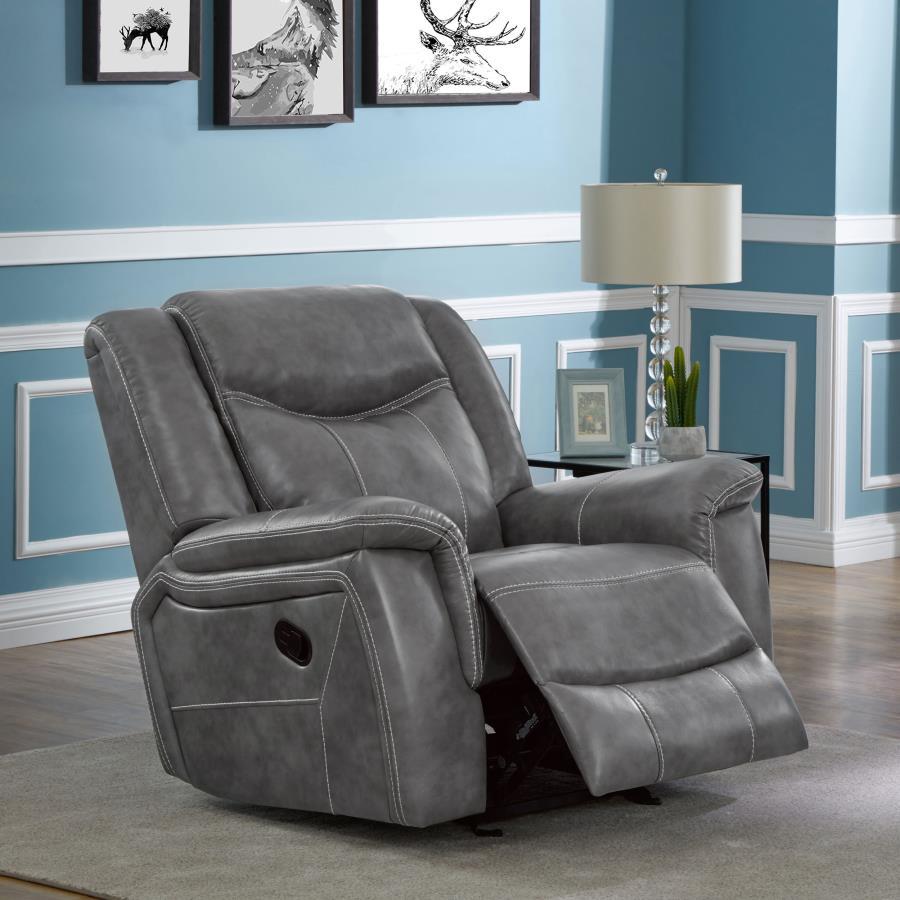 Coaster Fine Furniture Conrad - Upholstered Padded Arm Glider Recliner - Gray | Meri Furniture