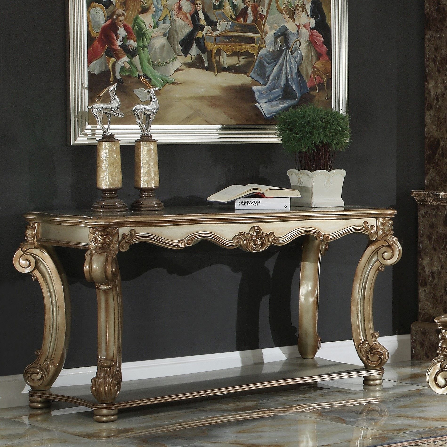 ACME Vendome - Sofa Table - Gold Patina | Meri Furniture